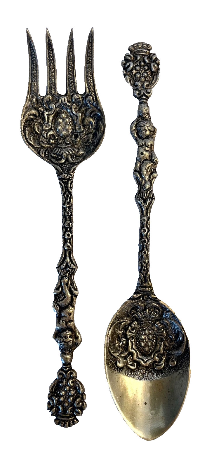 MONTAGNANI Italy Silver Plated Serving Spoon & Fork 7"