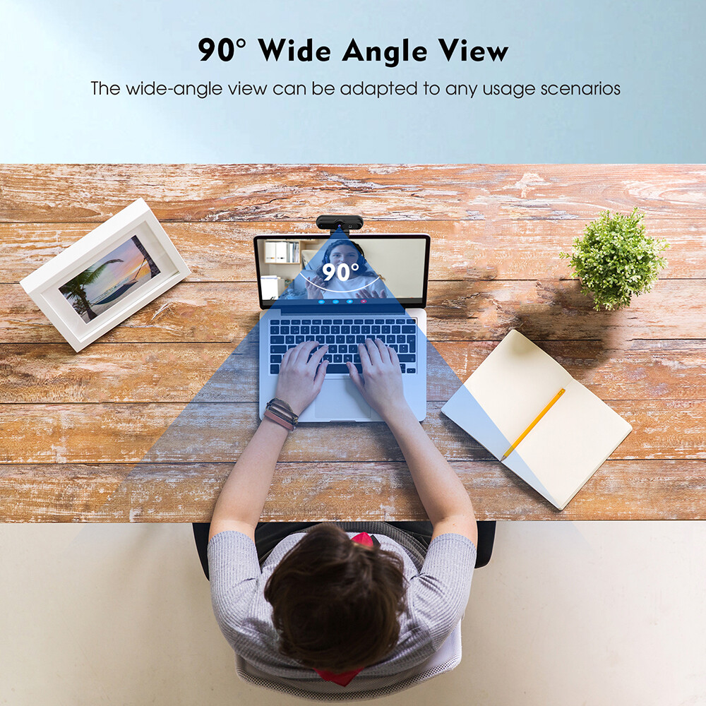 TOALLIN 4K UHD AutoFocus Webcam with Privacy Cover Noise Canceling Microphone