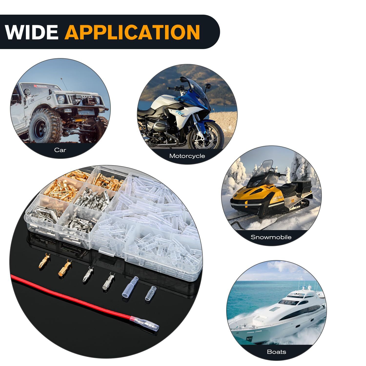 Nilight 400PCS Bullet Connectors Male and Female Brass Wire Terminals Connector