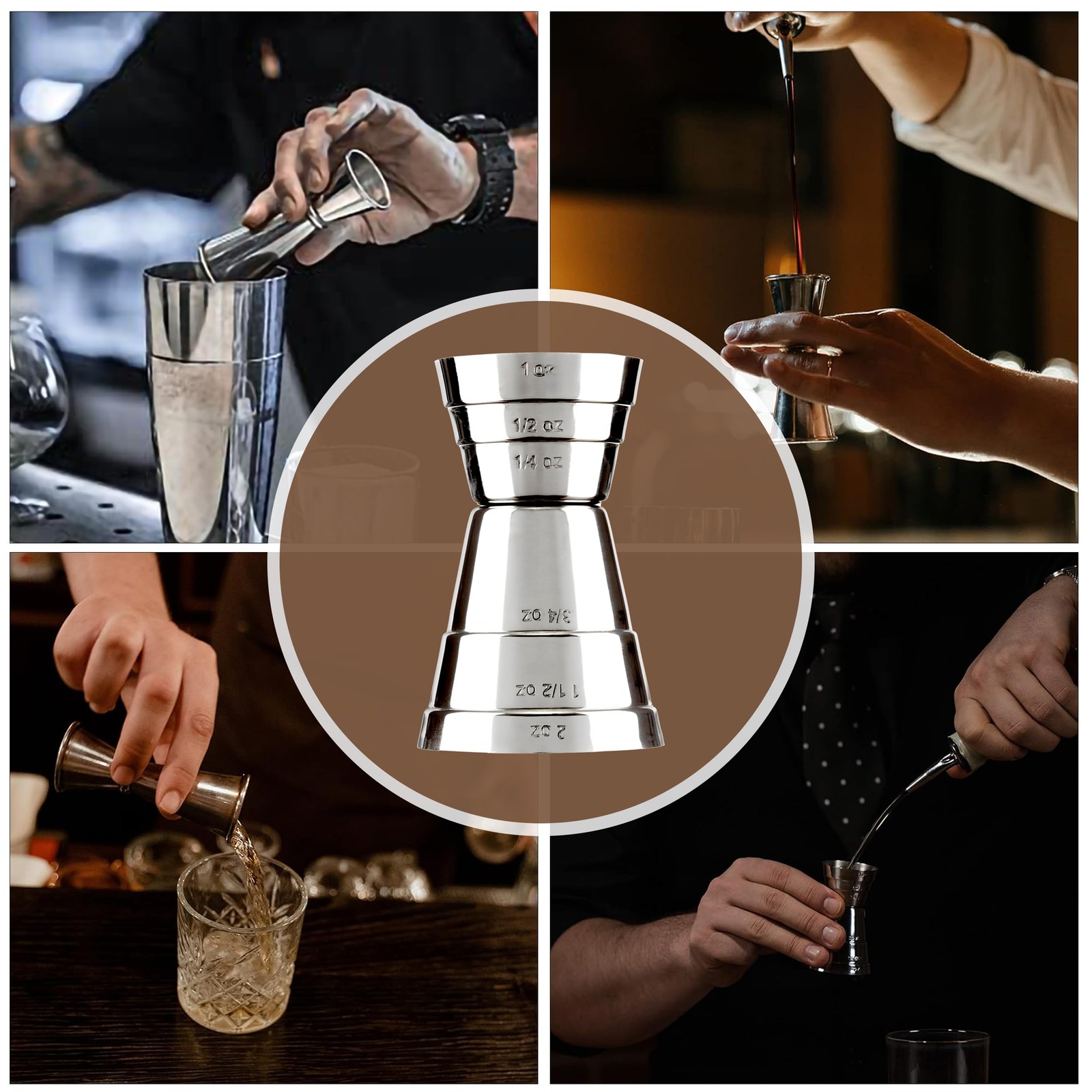 Premium Stainless Steel Jigger – US Standard Double-Sided Small, Silver