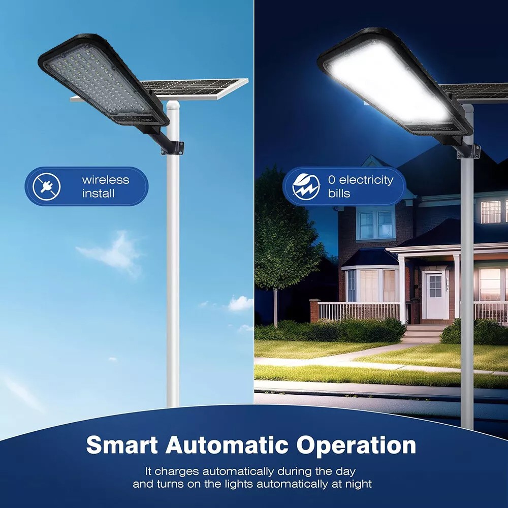 Commercial Solar Street Lights Outdoor Dusk-to-Dawn Solar High Bright Aluminum