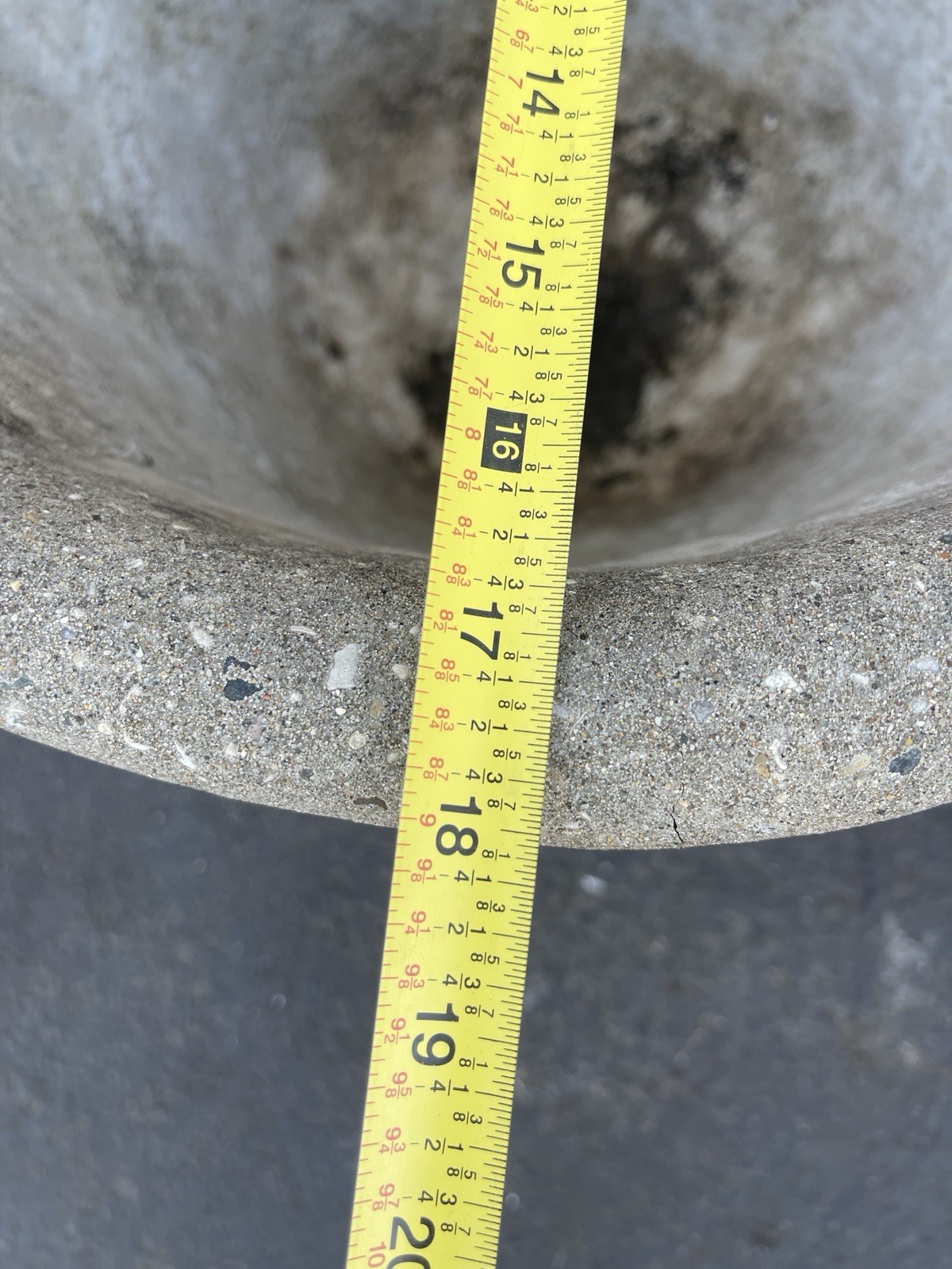 Antique Weathered Concrete Garden Urn Planter 18” Round 14” Tall Patina Cherub