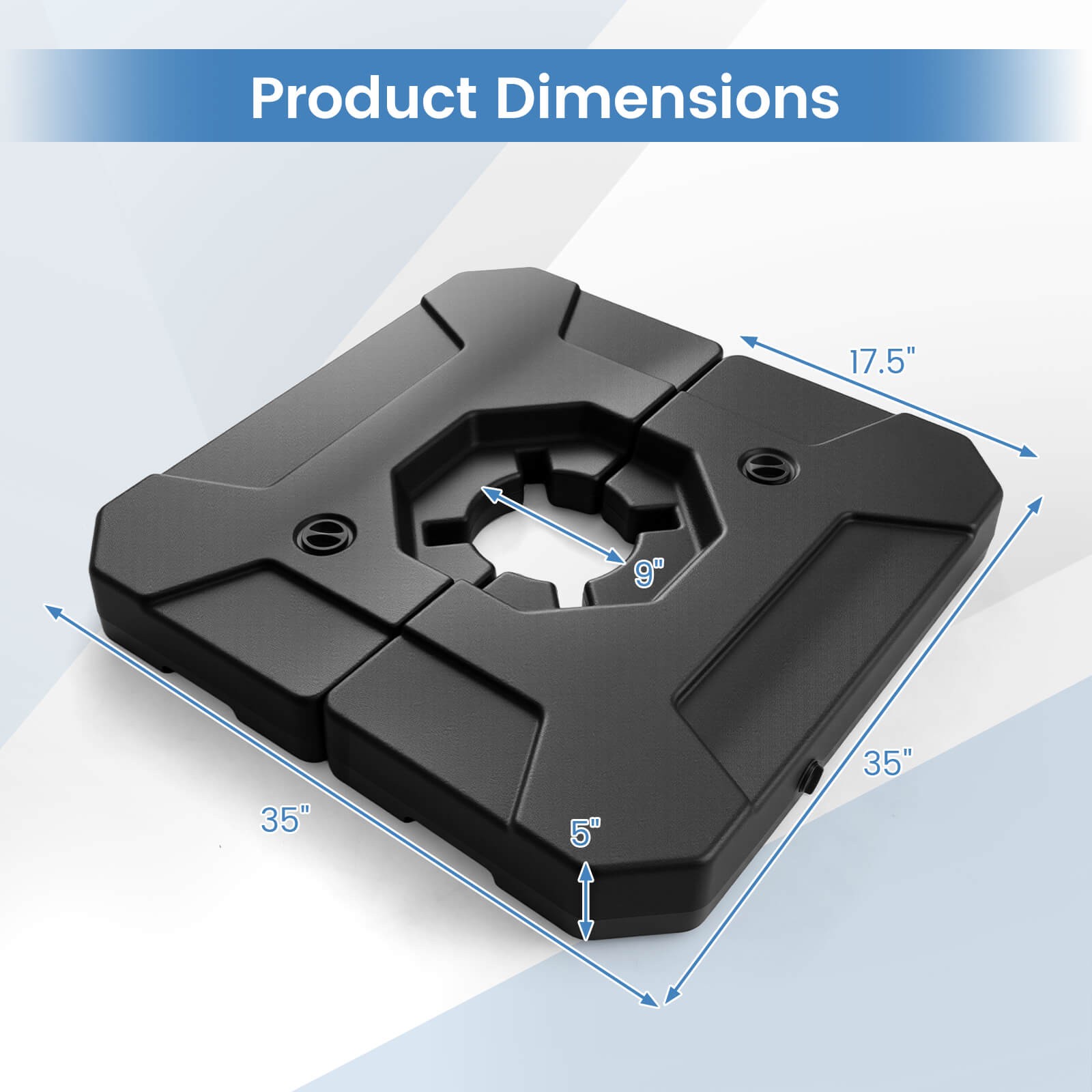 274 LBS Cantilever Patio Umbrella Base w/Handles, Weighted Base for Outdoor