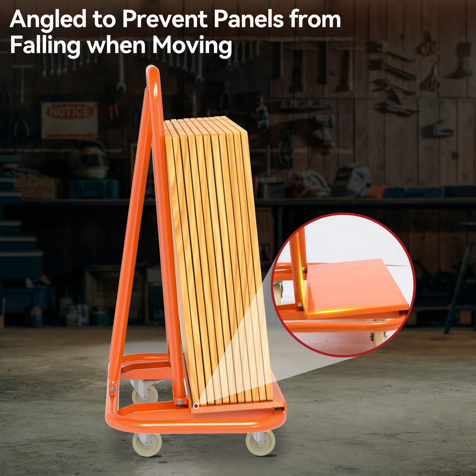 Heavy Duty Drywall Sheet Cart 45.3" L × 22.4" W × 46" H W/4 Swivel Wheels 3000LB