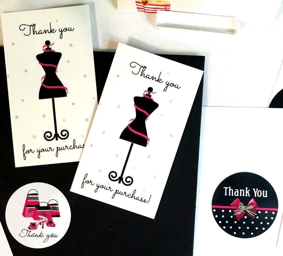120x Business Thank You For Your Purchase Cards Stickers, Ladies Fashion