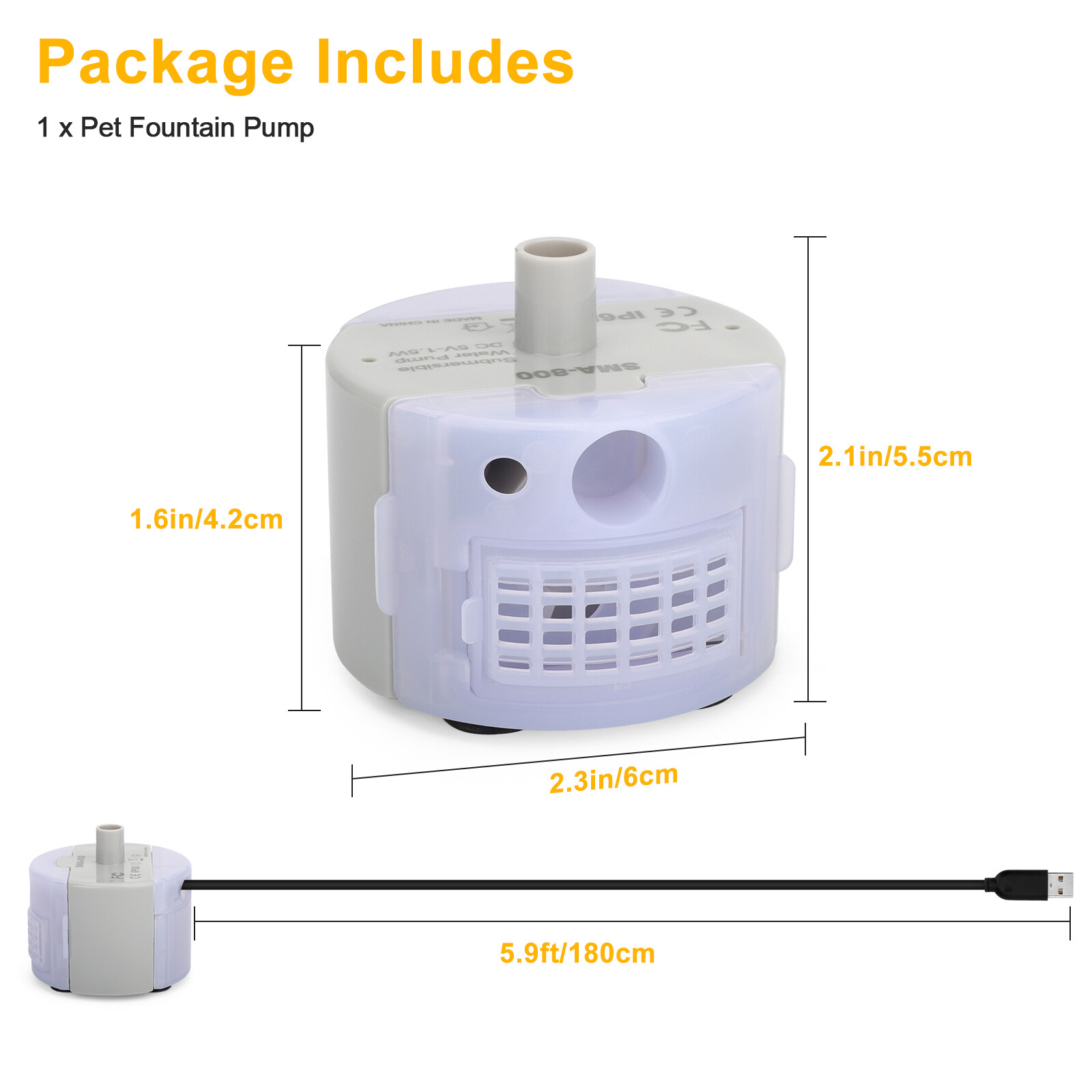 Pet Water Fountain Pump Replacement Pump for Stainless Steel Cat Water Dispenser