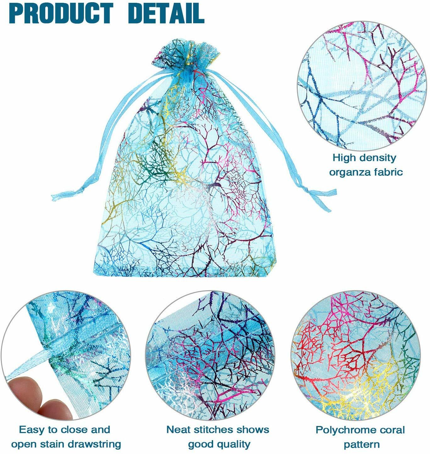 50/100Pcs Sheer Coralline Organza Gift Bags Jewelry Pouches Party Wedding Favor