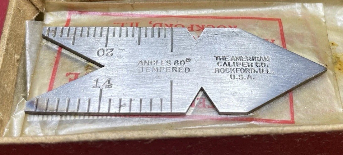 American Caliper Co. Tempered 60 Degree Fishtail Machinist Center Gage QTY 1