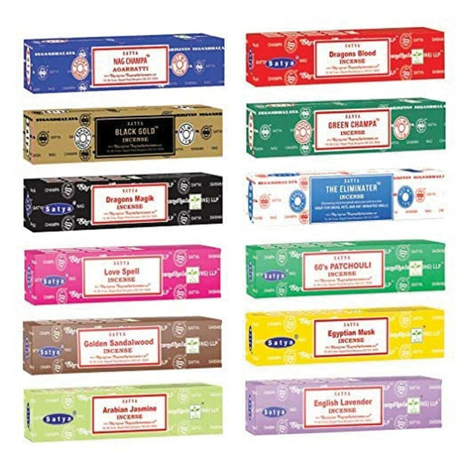 Satya Nag Champa Incense Sticks Assorted Scents 12 Pack 15g Boxes Original