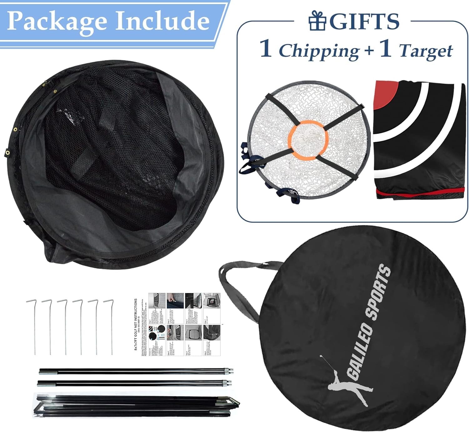 Galileo 9X7 Pop Up Golf Net Hitting Training Practice Net for Backyard