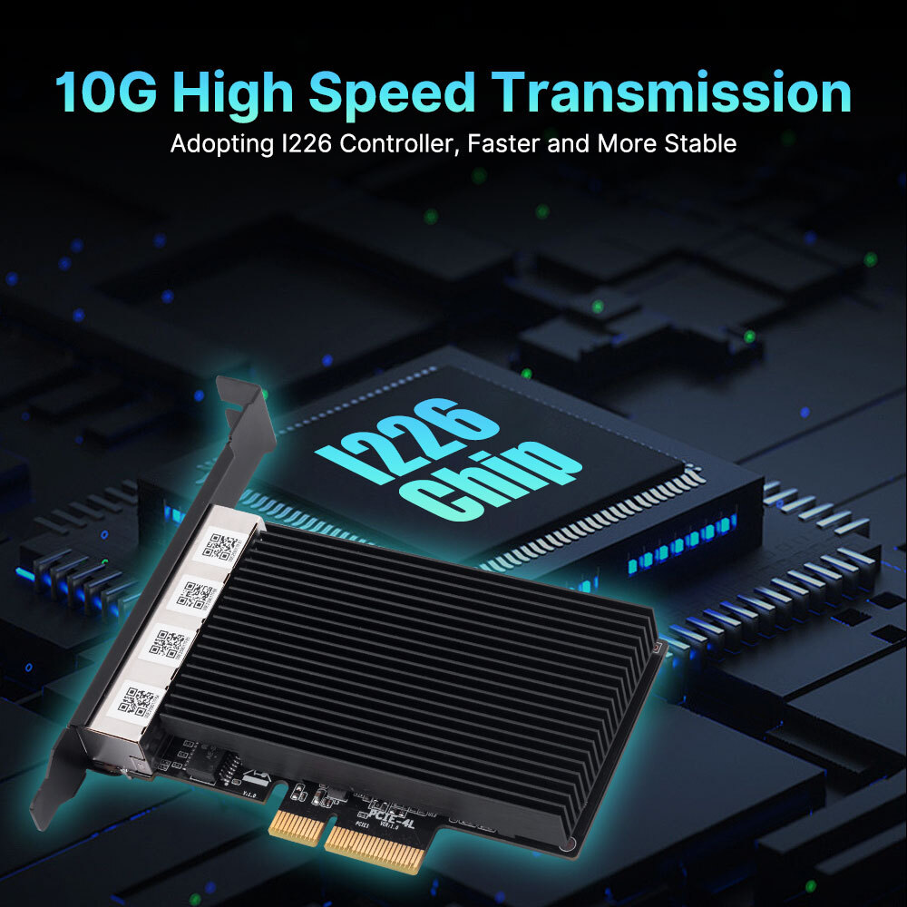 Gigabit Quad RJ45 port NIC with Intel I226 Chip Network Card Ethernet Adapter PC