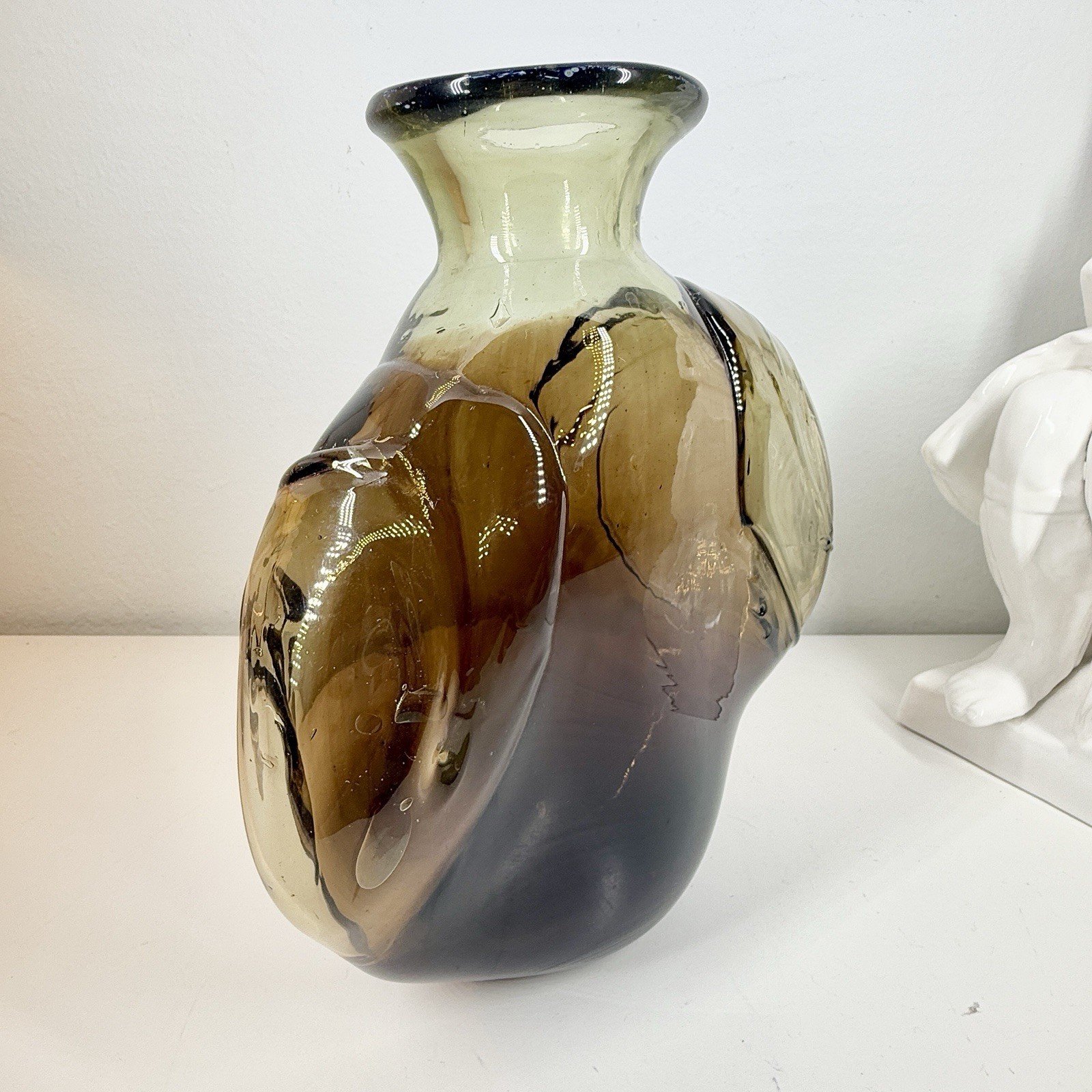 KENT IPSEN Glass VASE Brutalist MCM 1969 Abstract Sculpture Eames Era