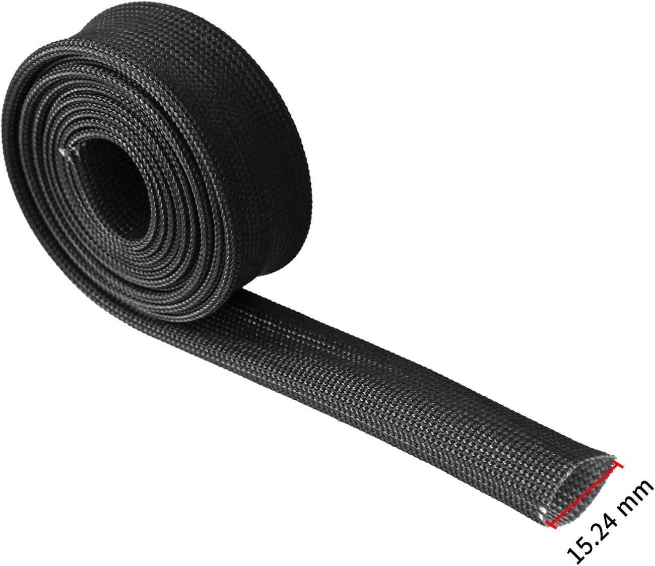Heat Hose Fiberglass Wrap Shield Sleeve Adjustable 10FT-15MM(5/8"）Wire Fuel Line