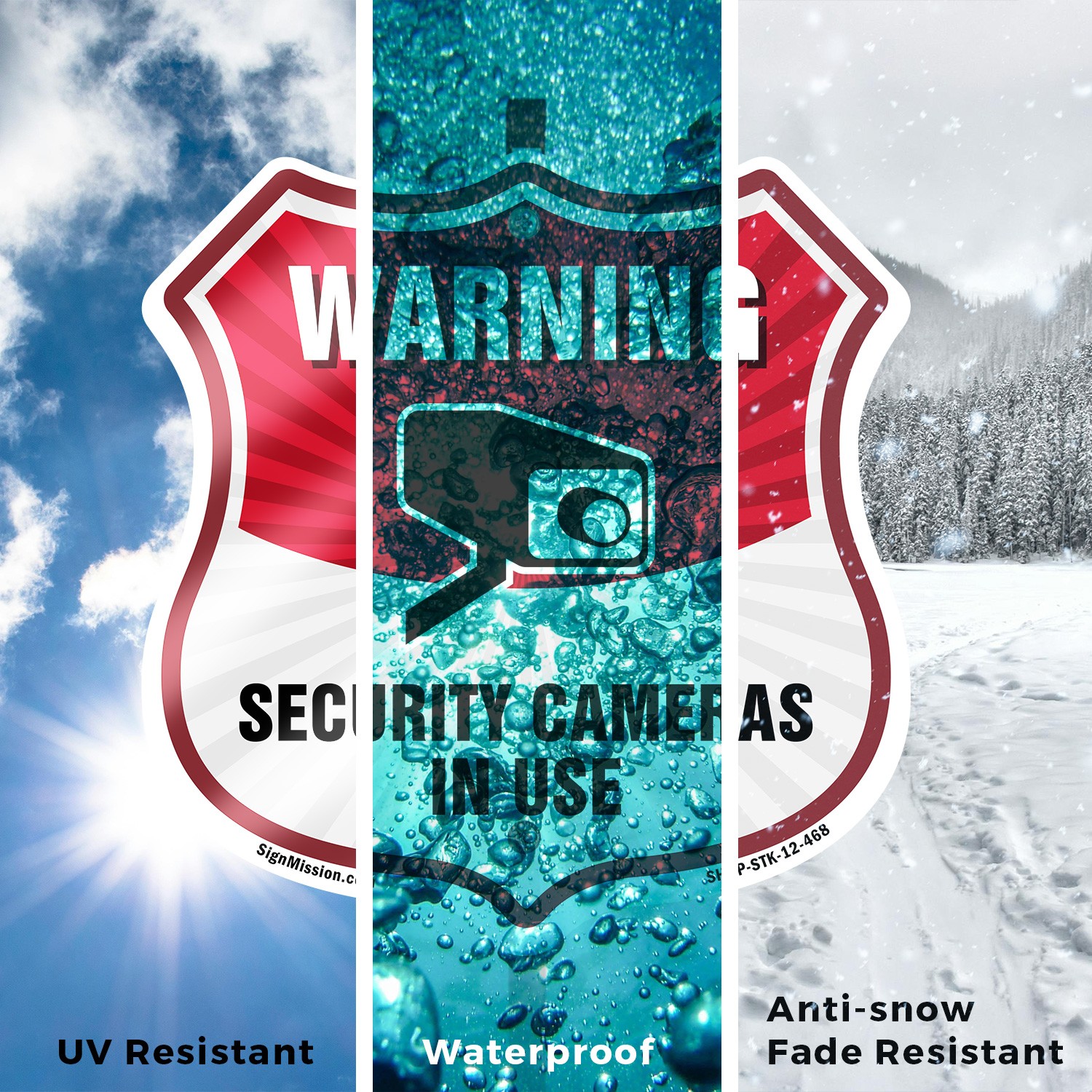 Video Surveillance Shield Sign Warning Security Cameras Shield Sign With Stake