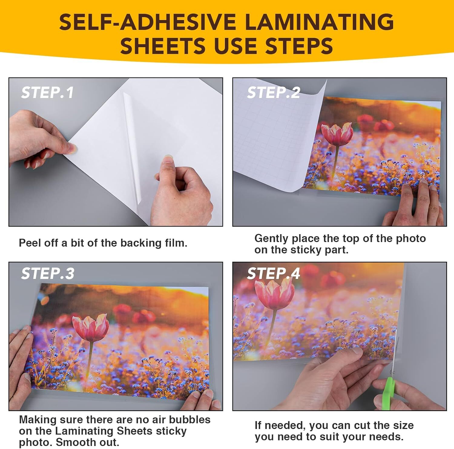 25 Pack Self Adhesive Laminating Sheets, 9 X 12 Inch, Clear Sticker Laminate She