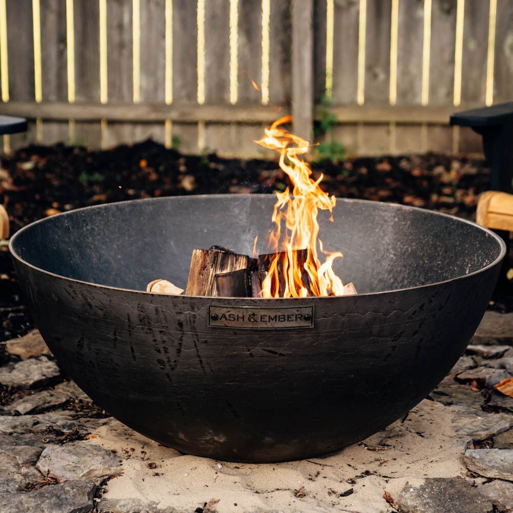 Ash & Ember 42" Hemisphere Fire Pit, Wood Burning Backyard Fireplace
