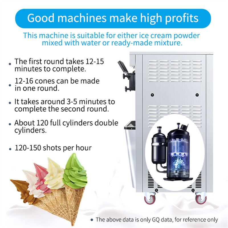 Commercial Electric Ice Cream Maker Soft Ice Cream Machine 25-30L/H 3 Flavors