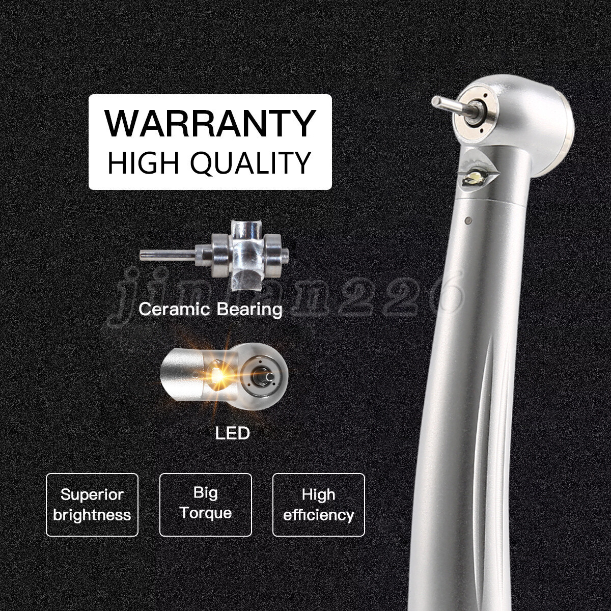 Yabangbang E-generator Dental LED Fiber Optic High Speed Handpiece 4 Holes YBM