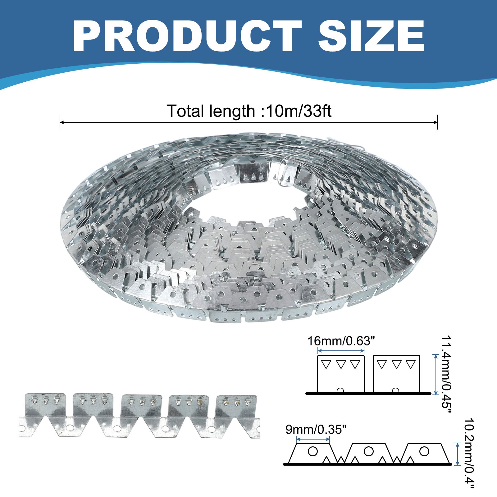 33ft Upholstery Metal Tack Strips, 1 Pcs Upholstery Sofa Curve Ease Grip