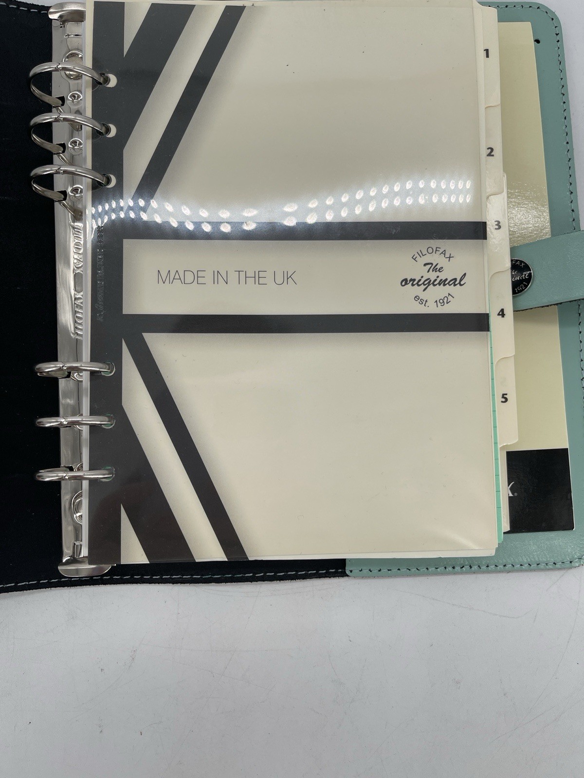 Filofax Original A5 Duck Egg Blue Leather Organizer With Paper Inserts