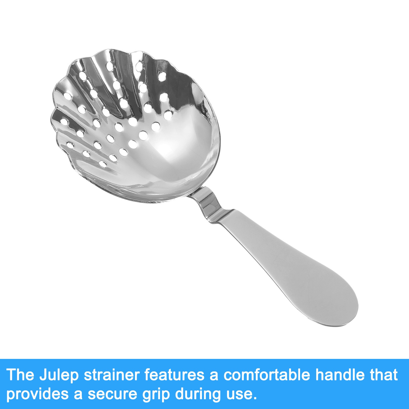 Julep Strainer, 1pcs - Stainless Steel Cocktail Strainer (Silver, 155mm)