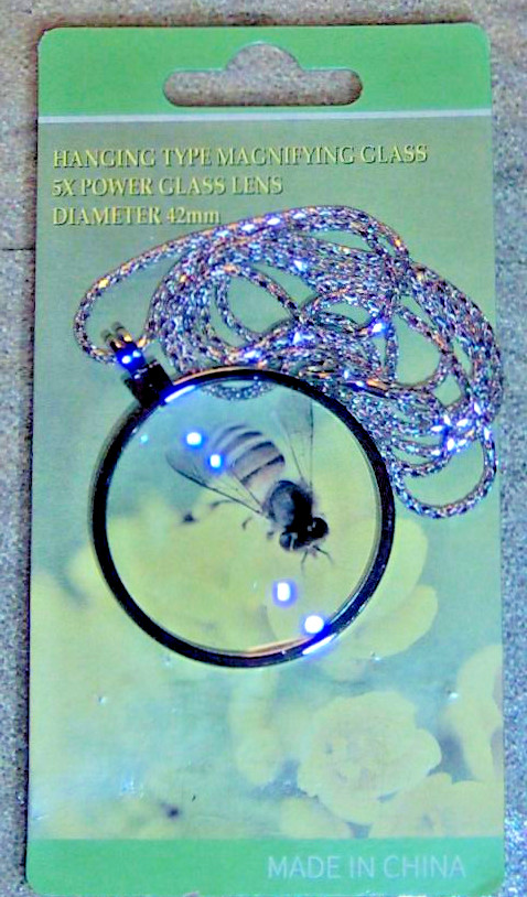 rOund Magnifying Glass Pendant magnifier Reader Necklace SILVER Chain 5x Loupe