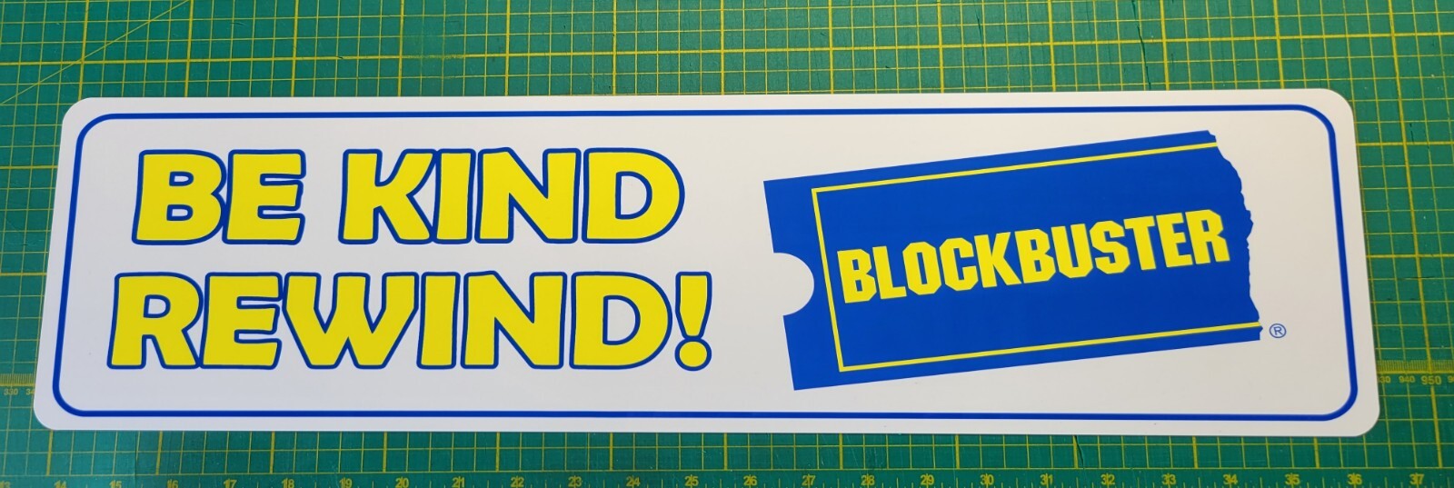 BLOCKBUSTER Be Kind & Rewind Sign 6" x 23", Memorabilia Aluminum.