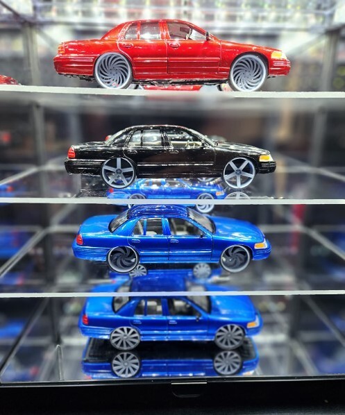 Car Display Case 4 Tier Acrylic LED Light 1/18 Model 1/24 Diecast 1/64 Cabinet