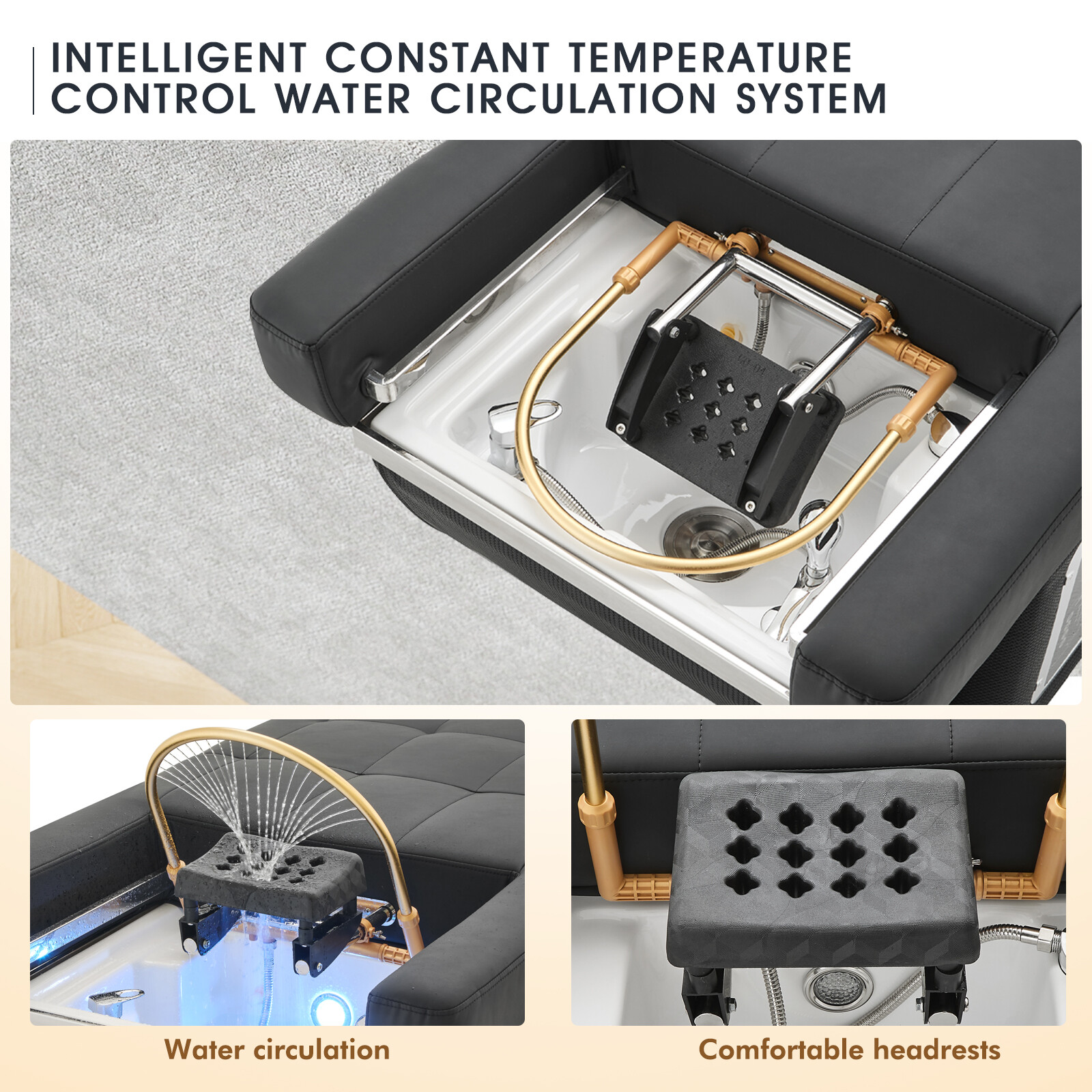 Black Shampoo Bowl Massage Bed Head Therapy Foot Bath Backwash Spa Salon Beauty