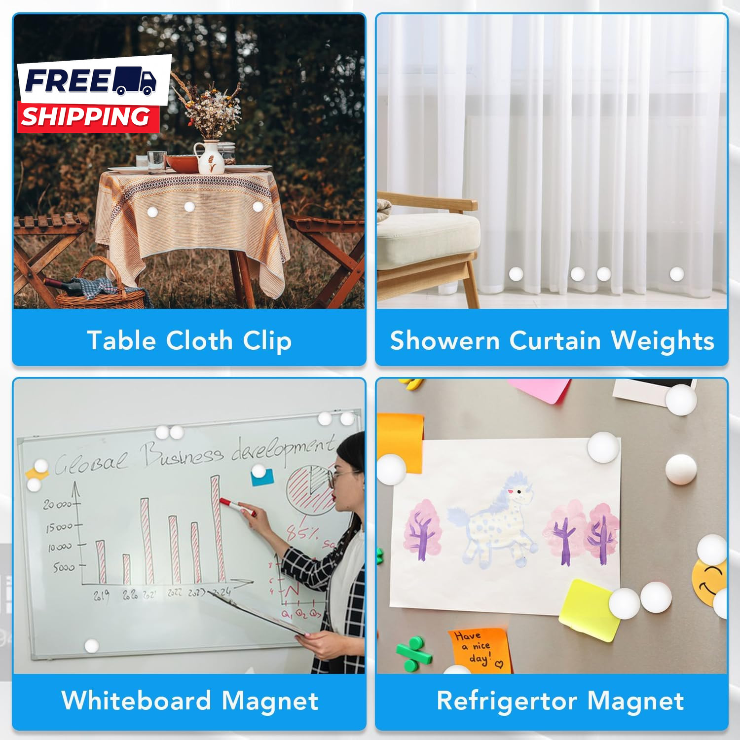 8 Pcs Shower Curtain Weights, Silicone Wrapped Heavy Duty Shower Curtain Magnets