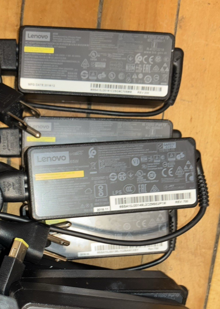 Lenovo 45W 65W 90W + ThinkPad Laptop Adapter Charger Yellow Slim Tip Lot of 38