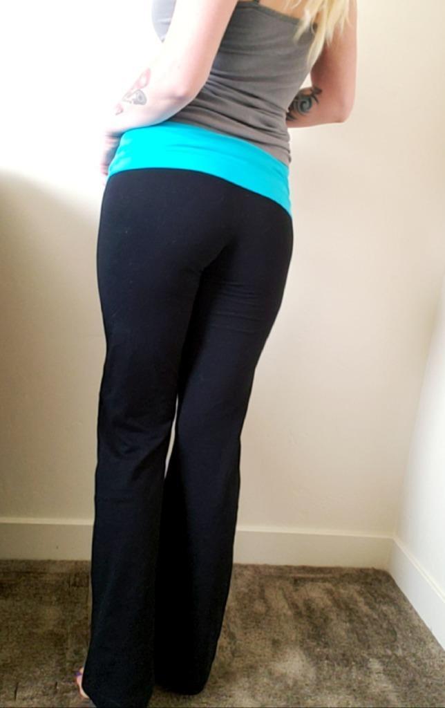 New Yoga Pants Womens Athletic Foldover Stretch Gym Casual Comfy Lounge S-M-L