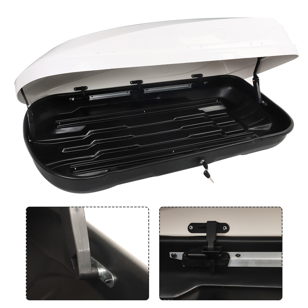 Labwork 14 Cubic Feet ABS Car Roof Top Box Cargo Luggage Carrier White W/2 Locks