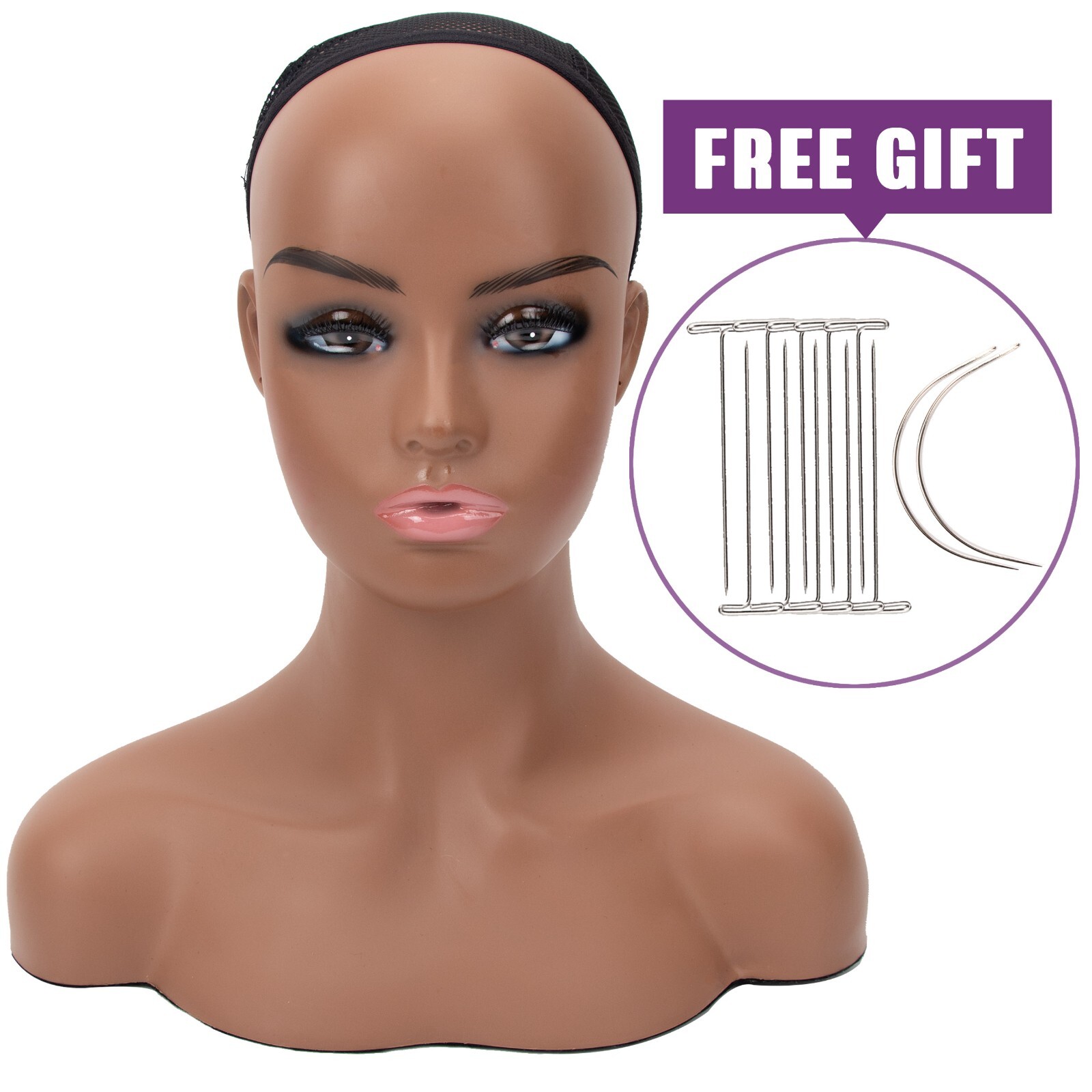 16" Realistic Mannequin Wig Head Manikin shoulder Bust Stand Display Hair 487-S