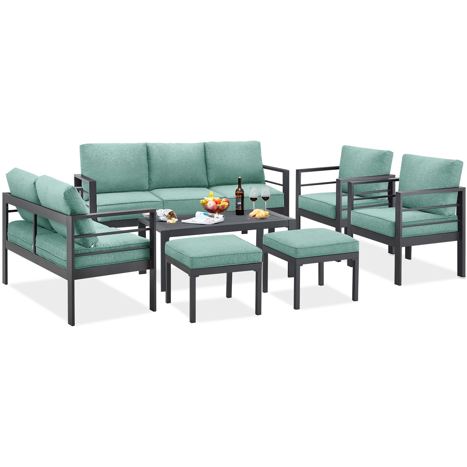 AECOJOY Aluminum Outdoor Furniture Sets Garden Conversation Set Sectional Sofa