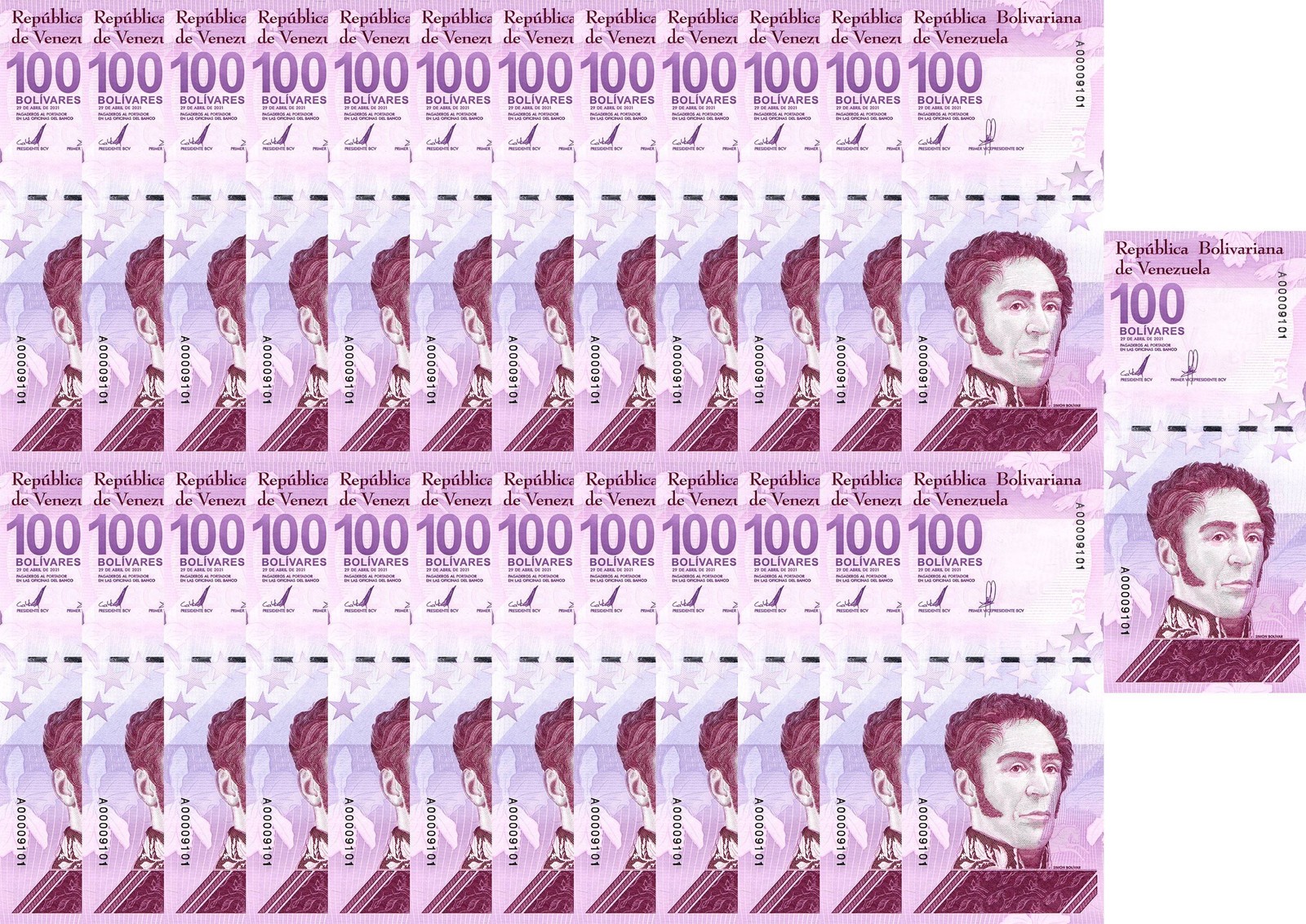 Venezuela 100 Bolivar Digitales, 2021, P-119, UNC 100 Million Soberano X 25 PCS