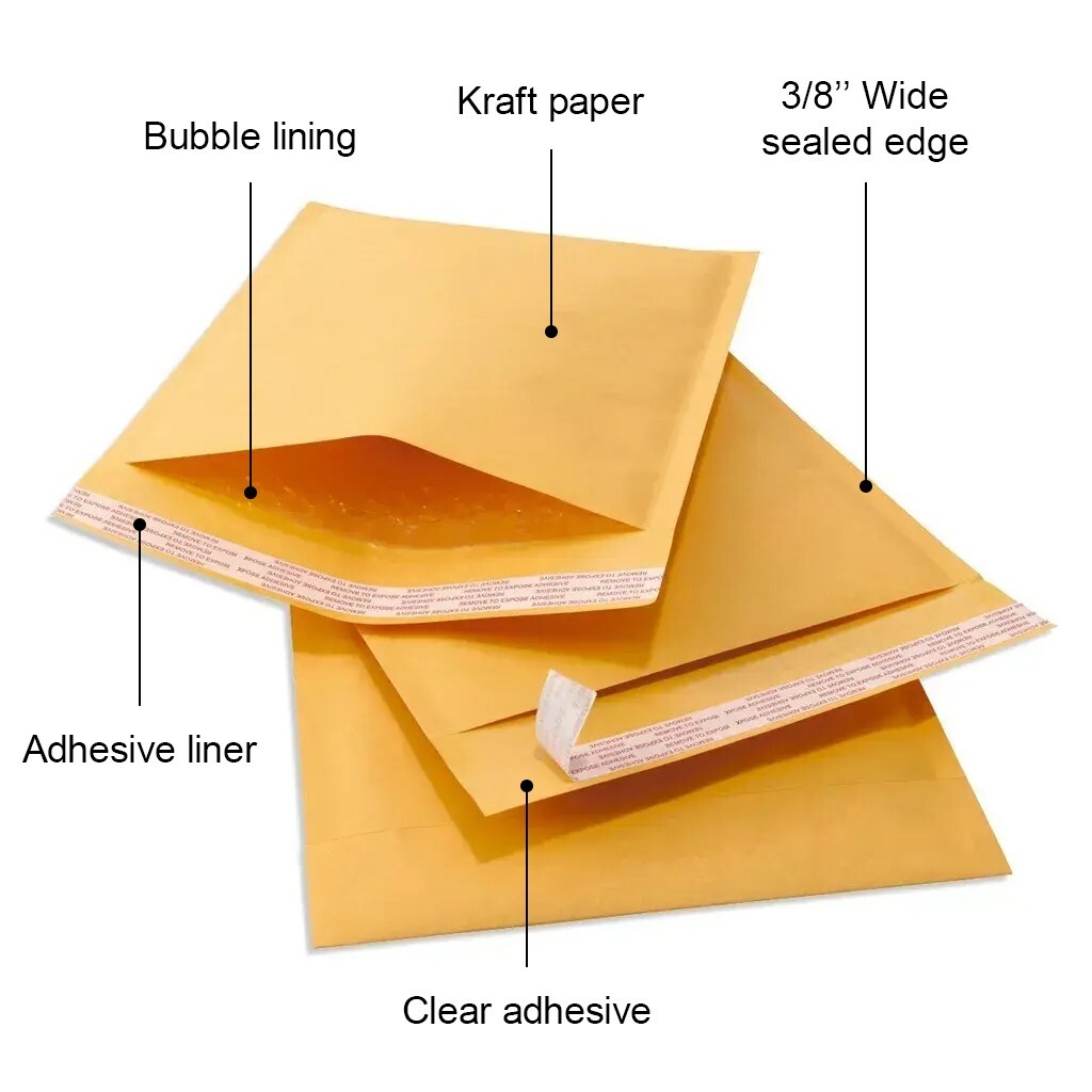 50/100/200/500 Kraft Bubble Mailers Padded Envelope Shipping Bags Seal Any Size