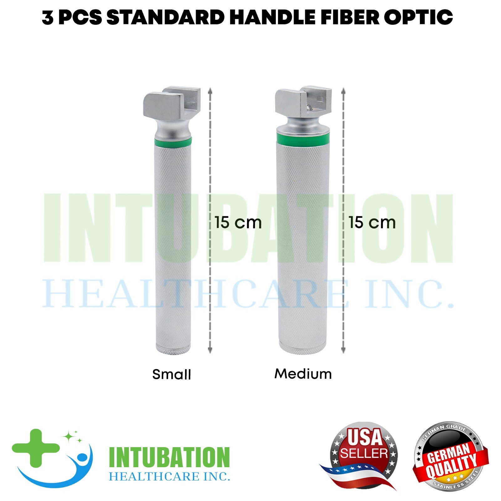 Fiber Optic Laryngoscope Set Macintosh & Miller Blade 2 Handles Intubation Kit