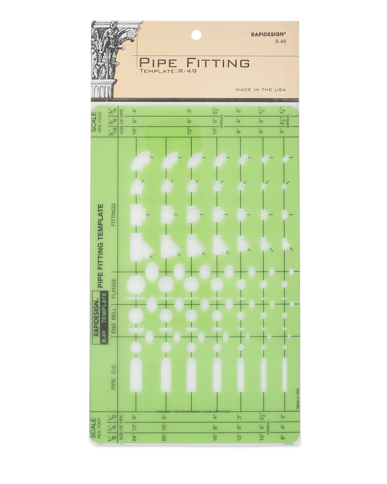 Rapidesign Pipe Fittings Template, 1 Each (R49),Other Drawing Supplies