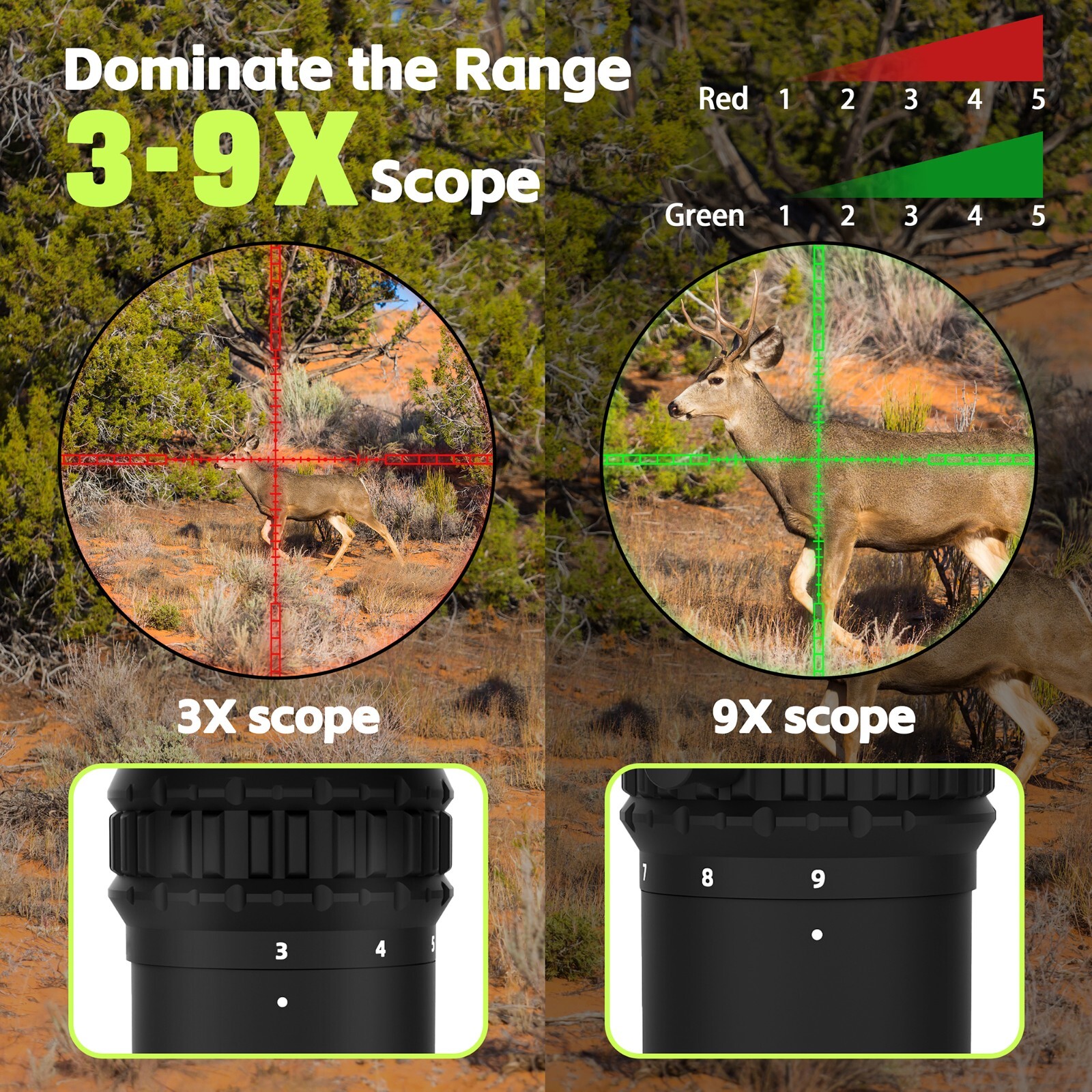 3-9x40 Rifle Scope with Mil-Dot Reticle, Zero Reset and Pull-Lock Turrets