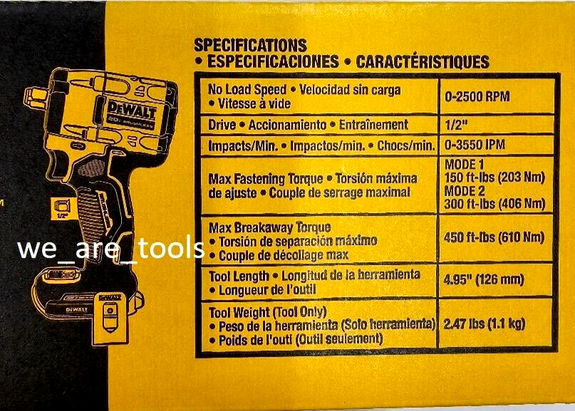 Dewalt DCF921B 20V 1/2" Impact Wrench Cordless Brushless 20 Volt Atomic Hog Ring
