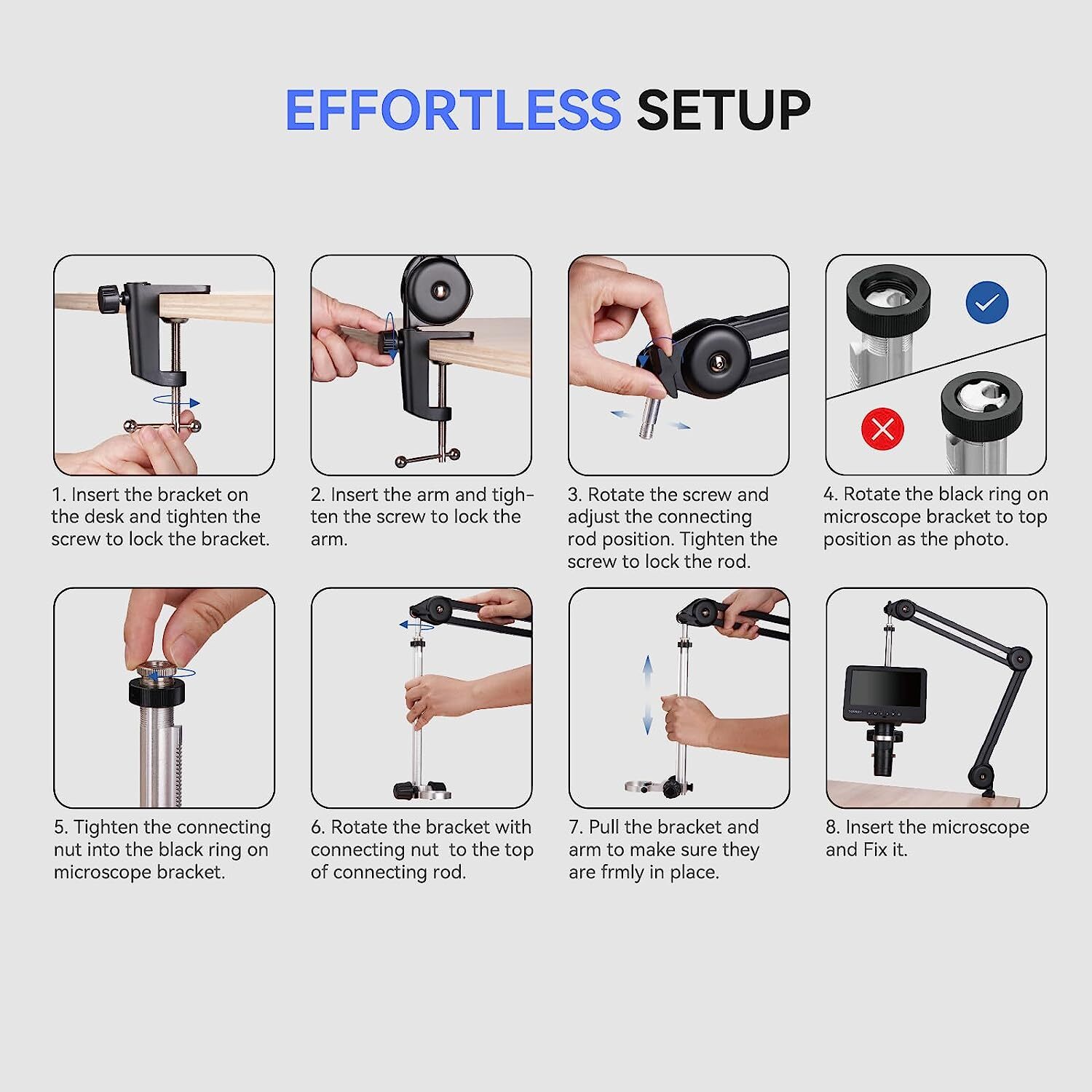 TOMLOV DM9 Digital Microscope 7" LCD 1200X Coin Microscope & Flexible Arm Stand