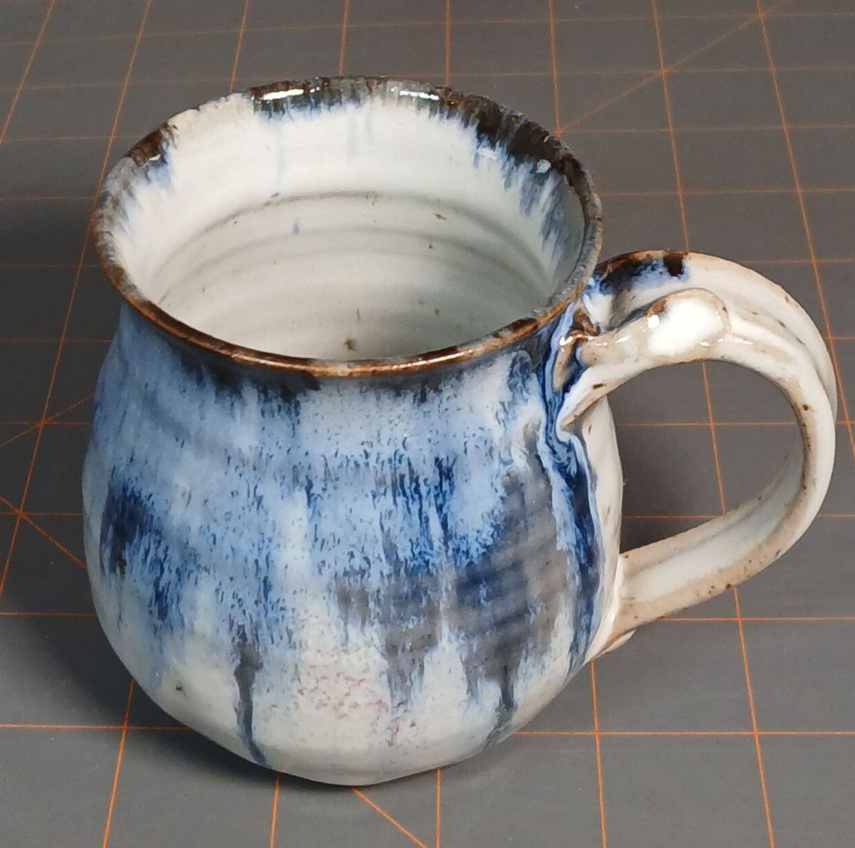 Durango Art Pottery Cup Signed Blue Variegated  Drip Glaze