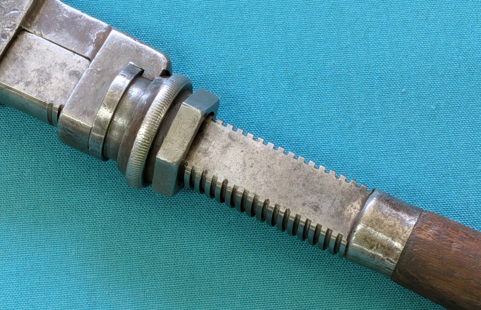 1900's Bemis & Call Co. No. 37 Nut/Monkey Wrench 10" Wood Handle Merrick Pattern