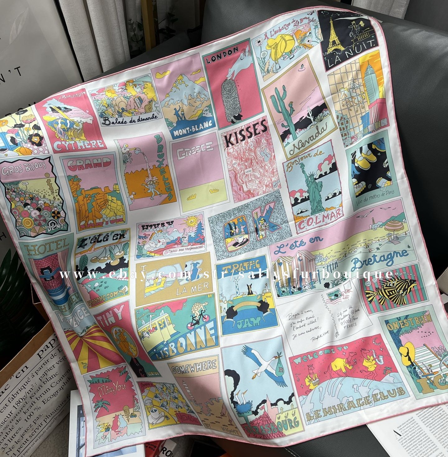 Sally Boutique 18 Momme Twill Silk Wrap Scarf Travel Print Double Face Shawl 35"