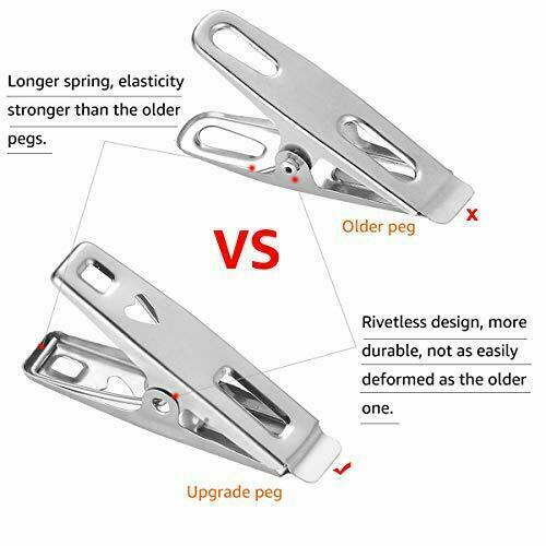 60 PCS Strong Stainless Steel Clothes Pins Metal Laundry Pegs with Storage