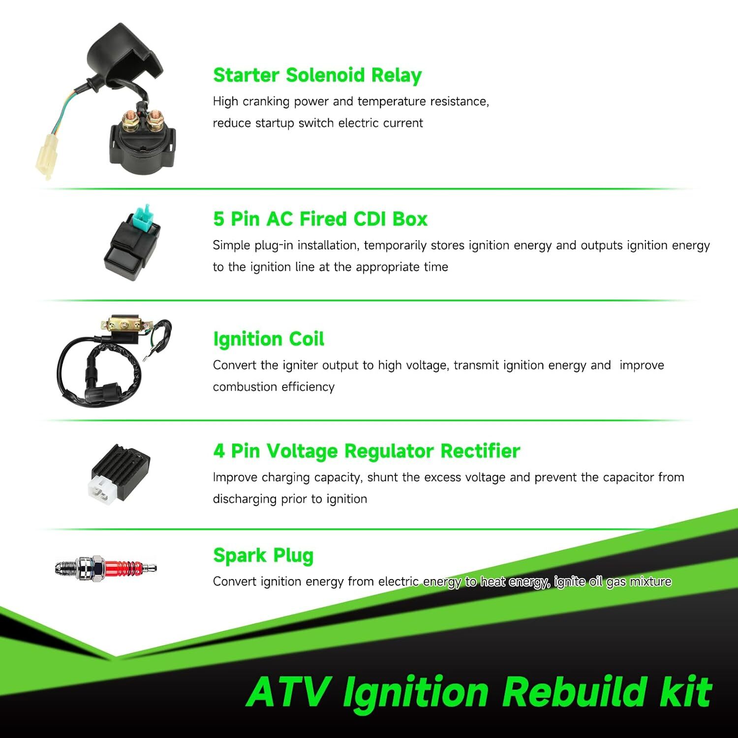 PZ20 Carburetor Ignition Coil Starter Relay Voltage Regulator CDI Kit For 125cc