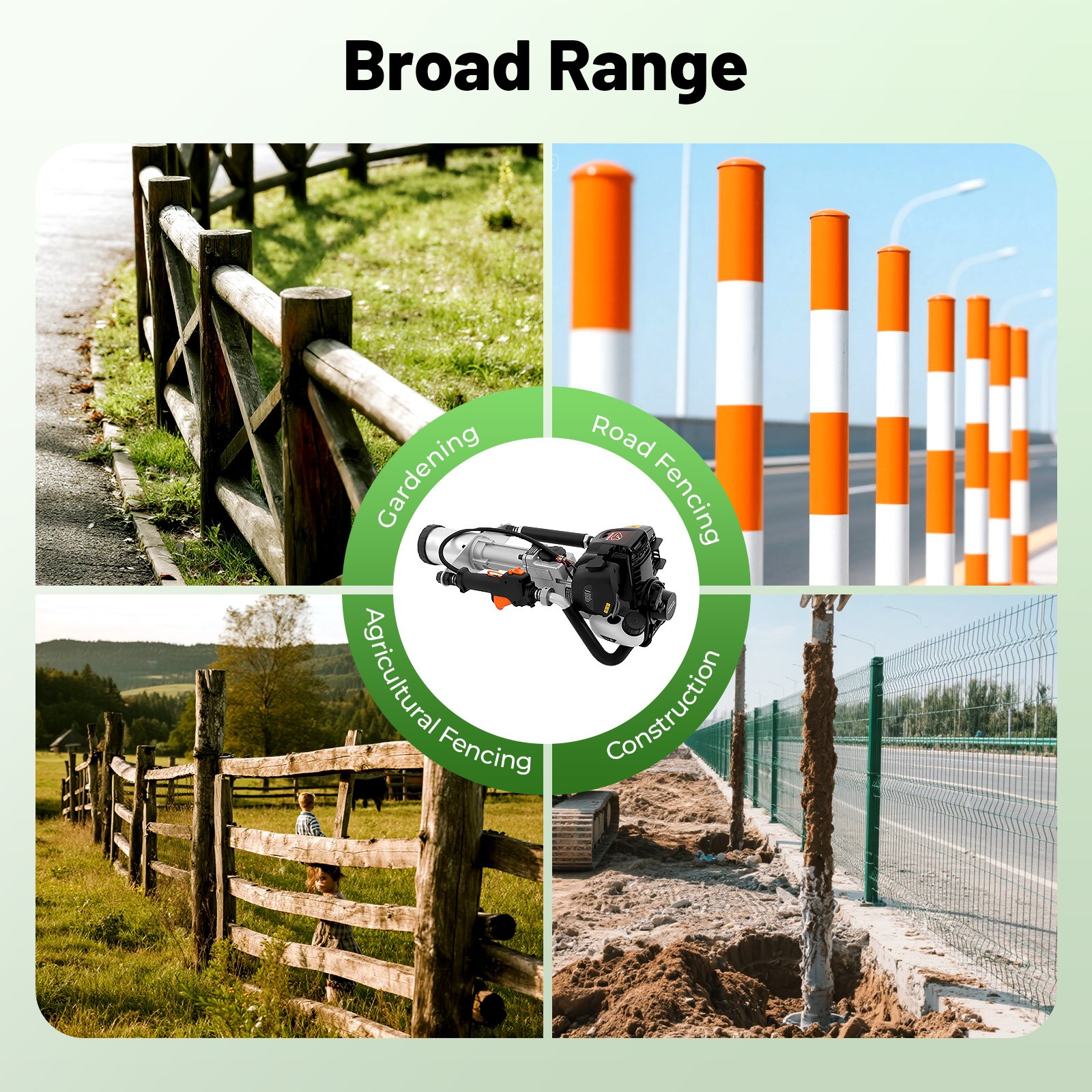 4 Stroke Gas Powered Driver Fence Farm Push Pile Gasoline Engine Kit 37.7CC