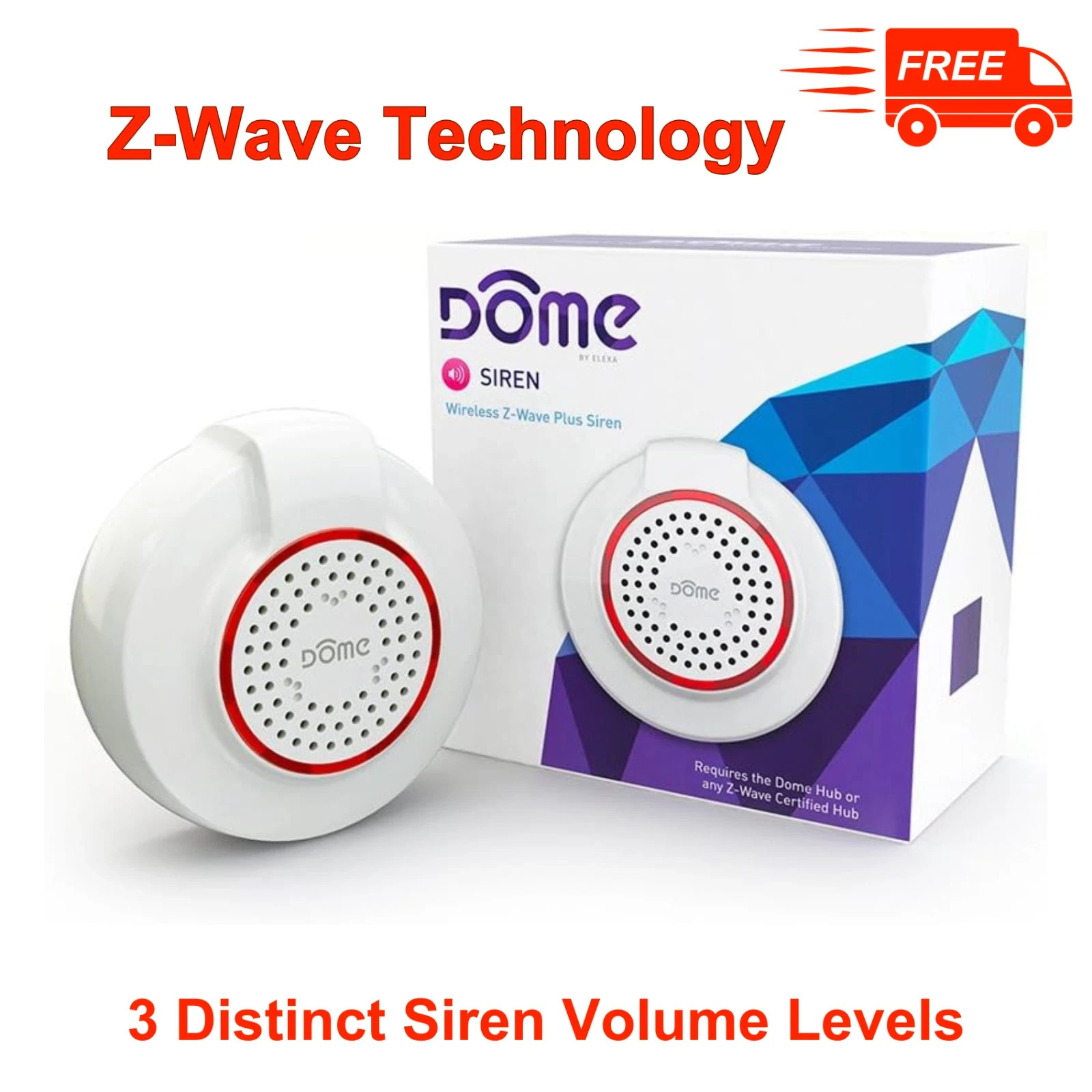 Dome Home Automation Wireless Z-Wave Battery-Powered Security White DMS01