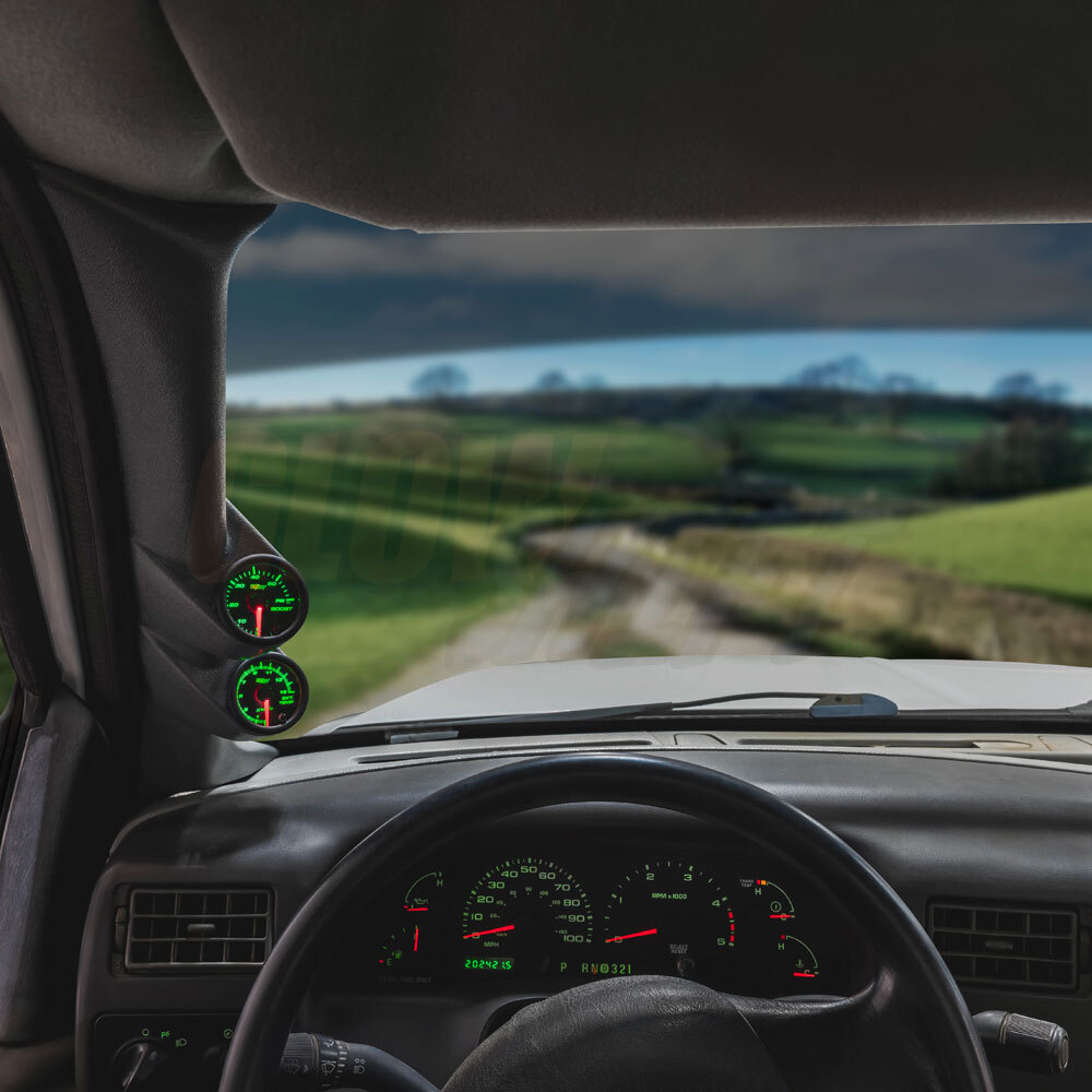 GlowShift Gray Dual Pod w Boost & Pyrometer EGT Gauges for 99-07 Ford Super Duty